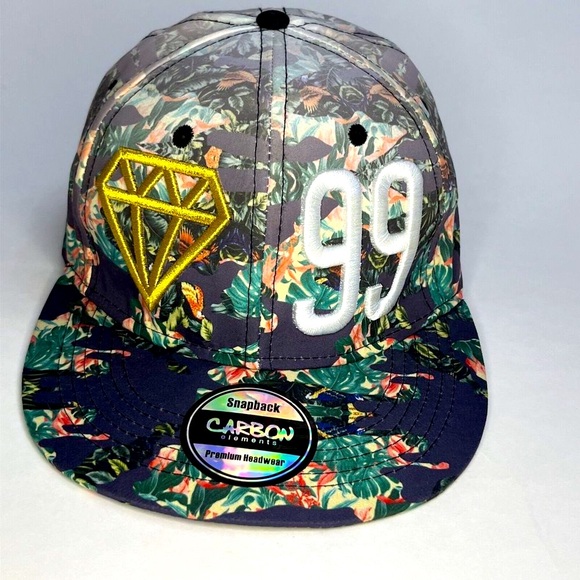 Carbon Elements Other - Carbon Elements Snapback Hat/ Cap Diamond 99 Embroided Gold White Adjustable